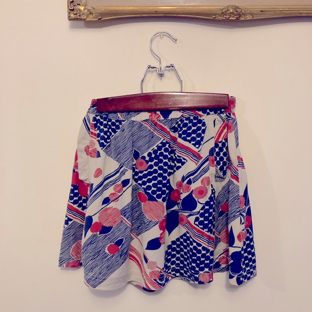 Cooperative Floral Blue & Red Mini Skirt w Pockets